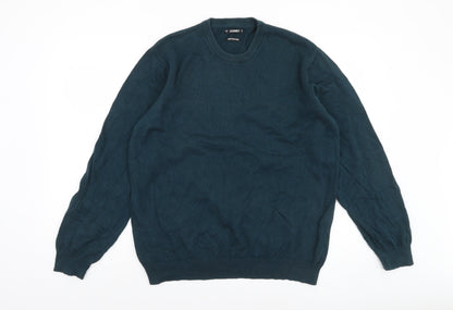 Additional front view of Dunnes Men’s Green Cotton Crew Neck Jumper, size L