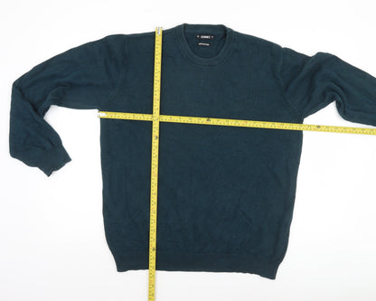 Back view of Dunnes Men’s Green Cotton Crew Neck Jumper, size L