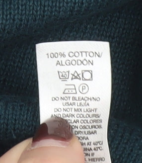Brand and care label for Dunnes Men’s Green Cotton Crew Neck Jumper, size L