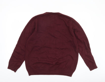 G.H. Bass & Co. Men's Red Cotton Crew Neck Pullover Jumper Size M