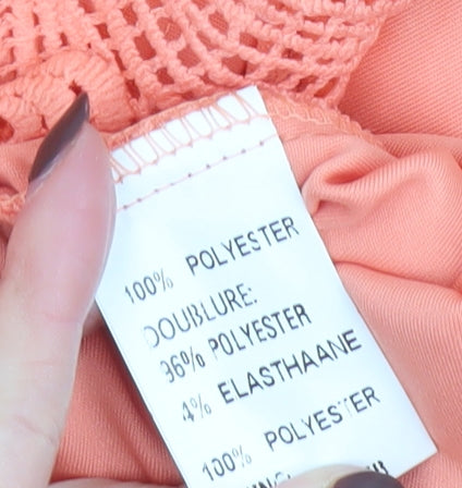 Kyla Women's Orange Lace Collared Long Sleeve Blouse Size 2