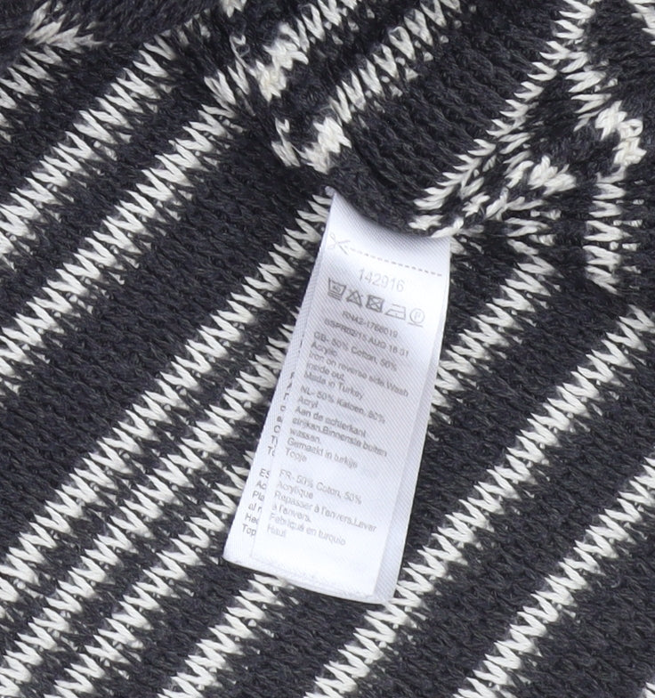 Monsoon Women Black Stripe Knit Shift Dress M 3/4 Sleeve