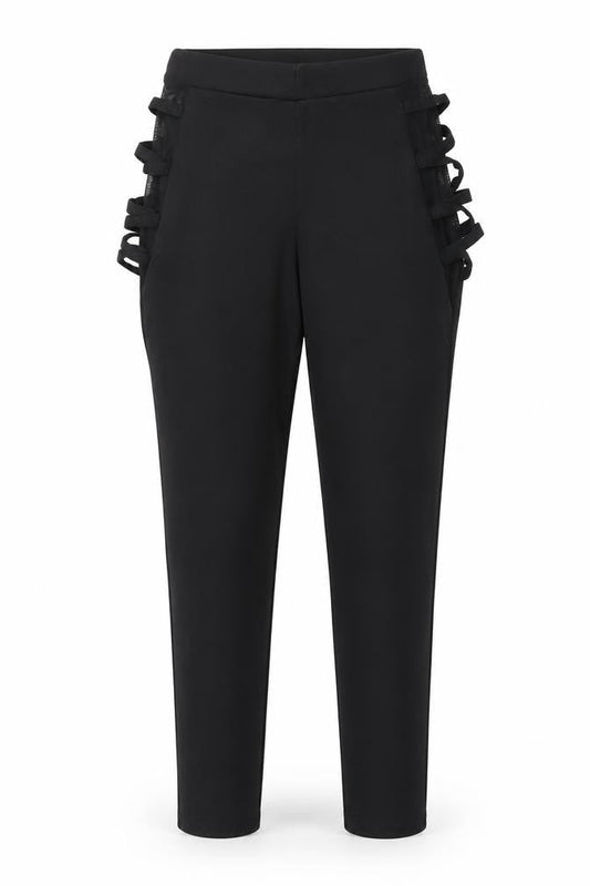 PRETTYLITTLETHING Women’s Black Cut Out Bow Detail Ankle Leggings Size 8