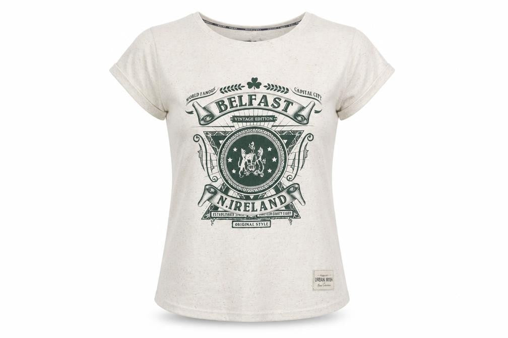 Urban Irish Women's Beige Graphic Belfast T-Shirt Size 14