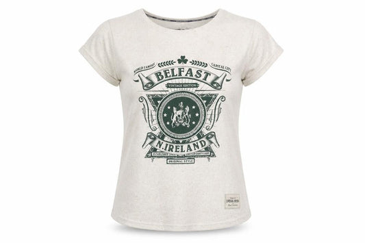 Urban Irish Women's Beige Graphic Belfast T-Shirt Size 14