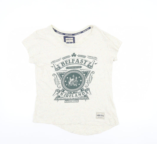 Urban Irish Womens Ivory Short Sleeve Graphic T-Shirt Size 14