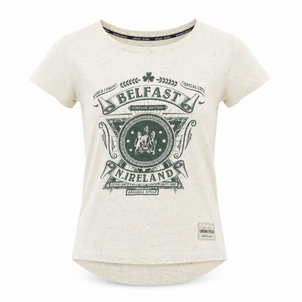 Urban Irish Womens Ivory Short Sleeve Graphic T-Shirt Size 14