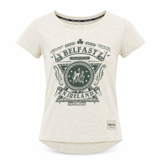 Urban Irish Womens Ivory Short Sleeve Graphic T-Shirt Size 14
