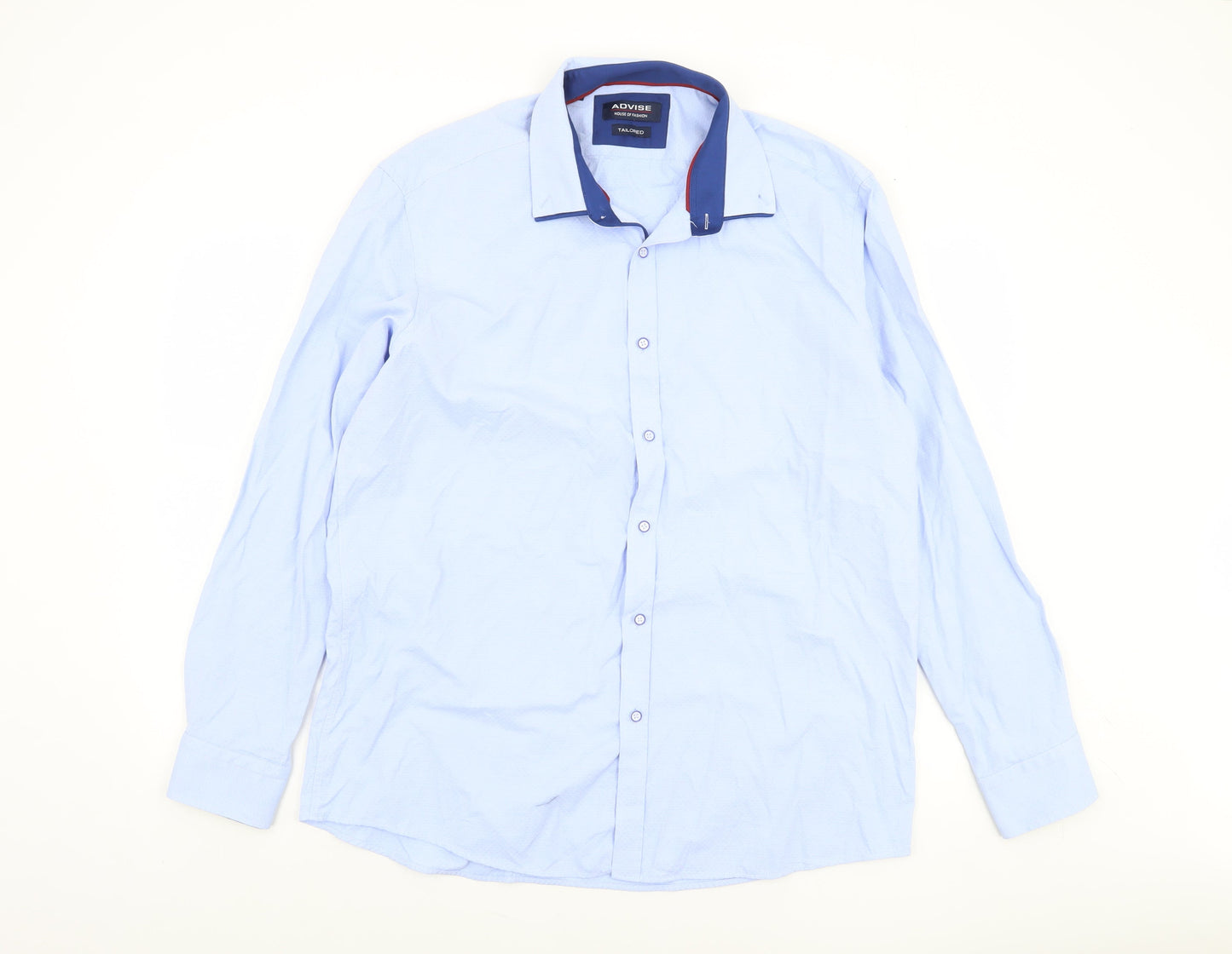 Advise Men’s Blue 2XL Tailored Long Sleeve Cotton Blend Button-Up Shirt