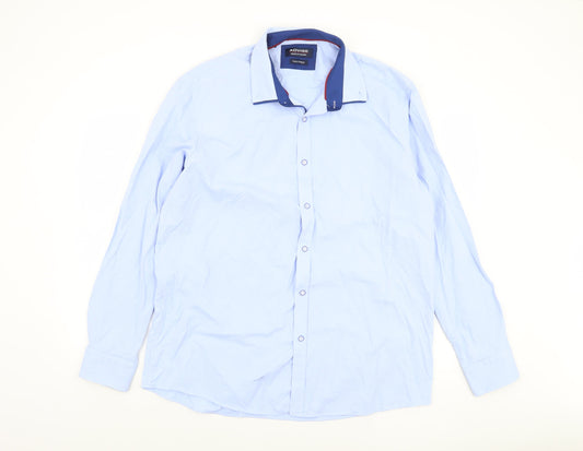 Advise Men’s Blue 2XL Tailored Long Sleeve Cotton Blend Button-Up Shirt