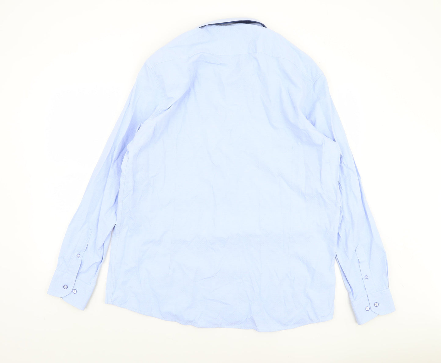 Advise Men’s Blue 2XL Tailored Long Sleeve Cotton Blend Button-Up Shirt