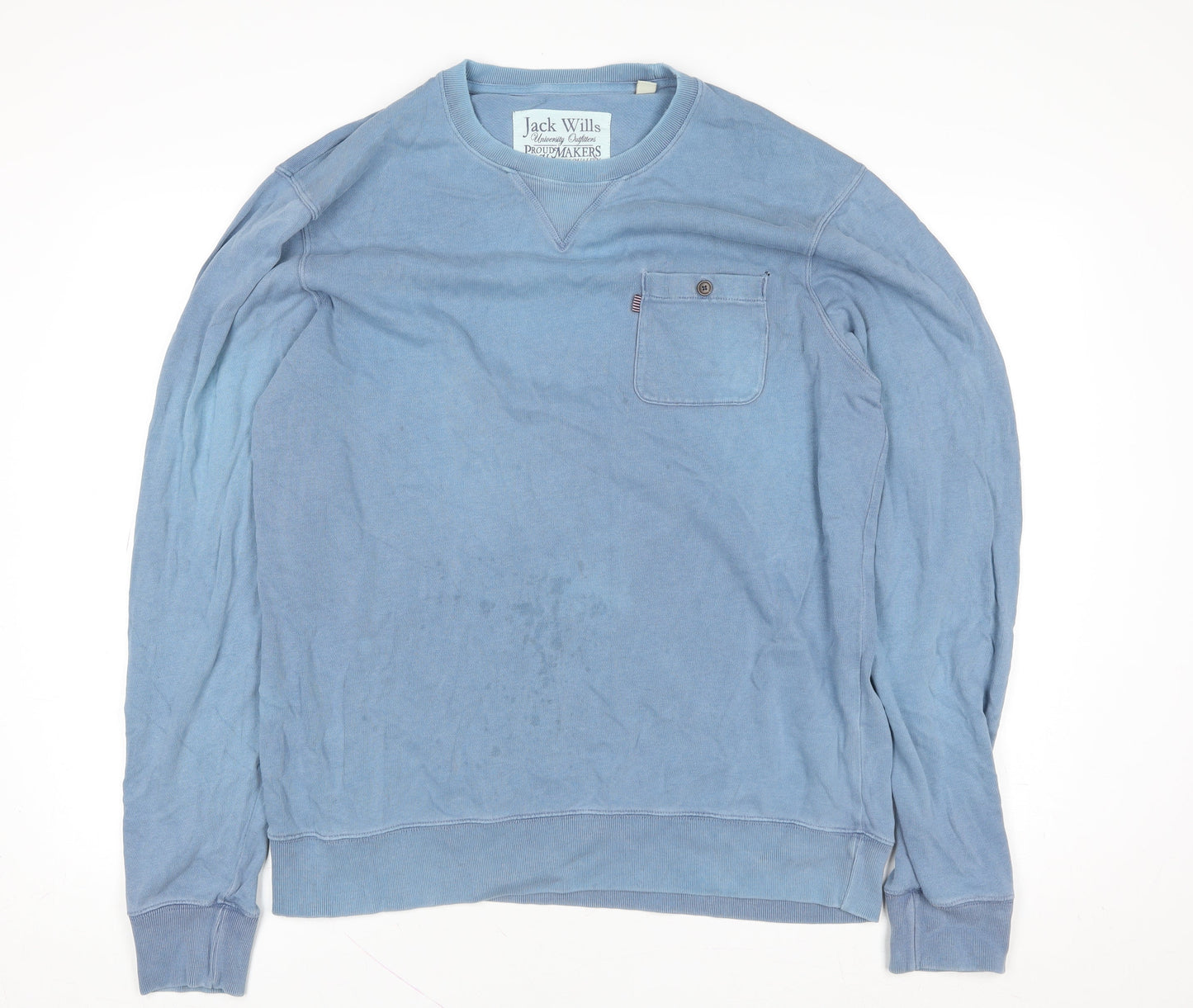 Jack Wills Men's Blue XL Pullover Cotton Sweatshirt Crew Neck