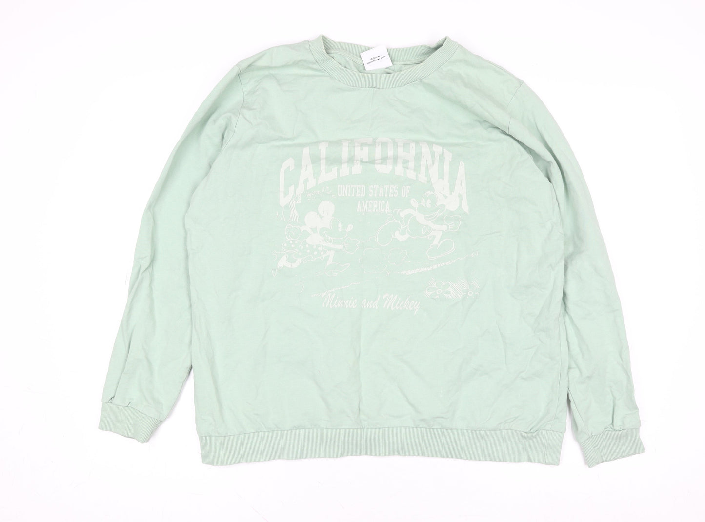 Disney Tu Women’s Green Mickey & Minnie California Sweatshirt Size 16