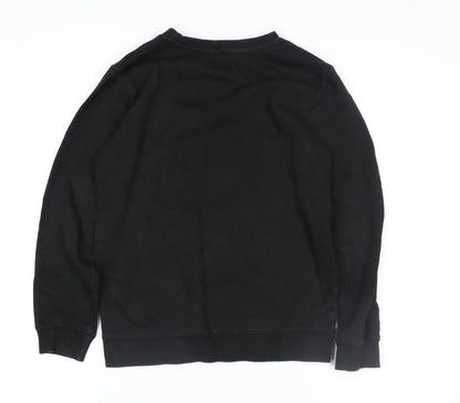 Close-up detail of George girls’ black christmas reindeer pullover sweatshirt 10-11 years