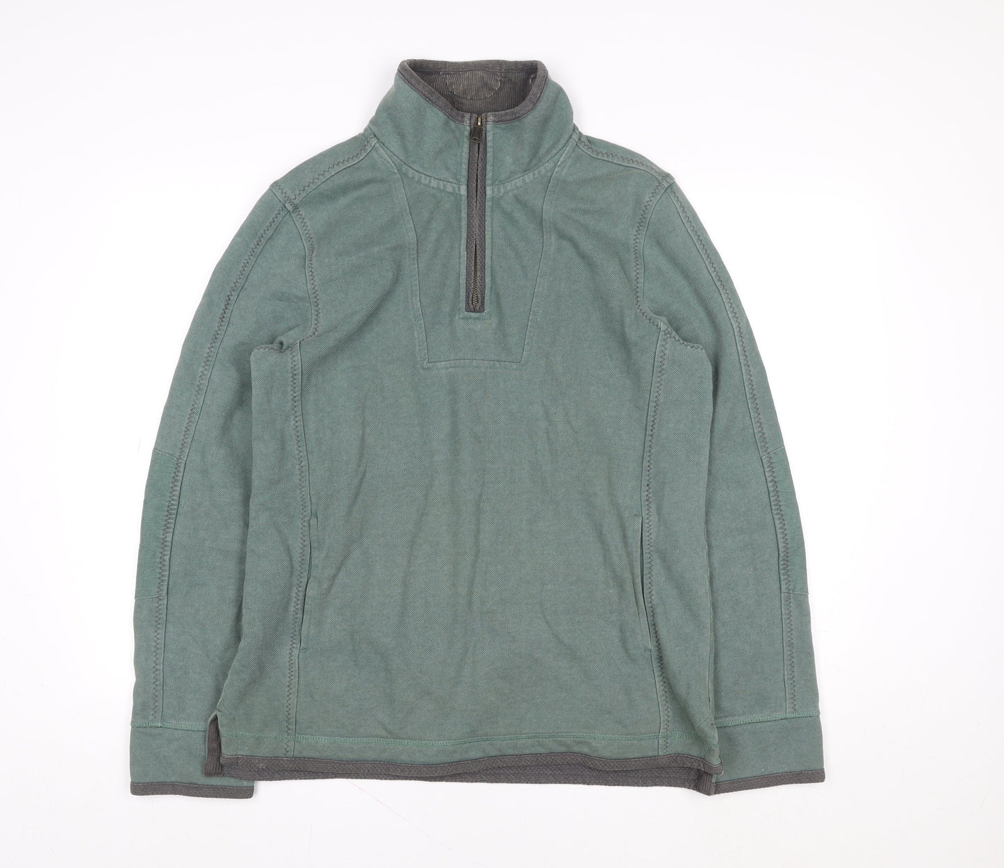 Airlie Men’s Green Cotton 1/4 Zip Stand-Up Collar Casual Jacket Size M