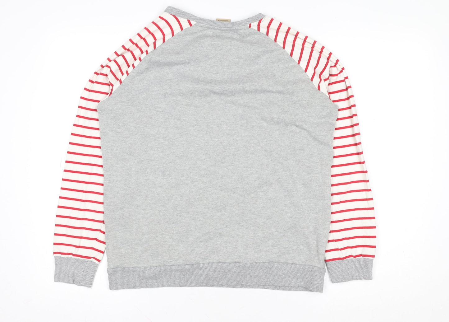 Rose & Rose Women's Grey Embellished Striped Sleeve Sweatshirt Small
