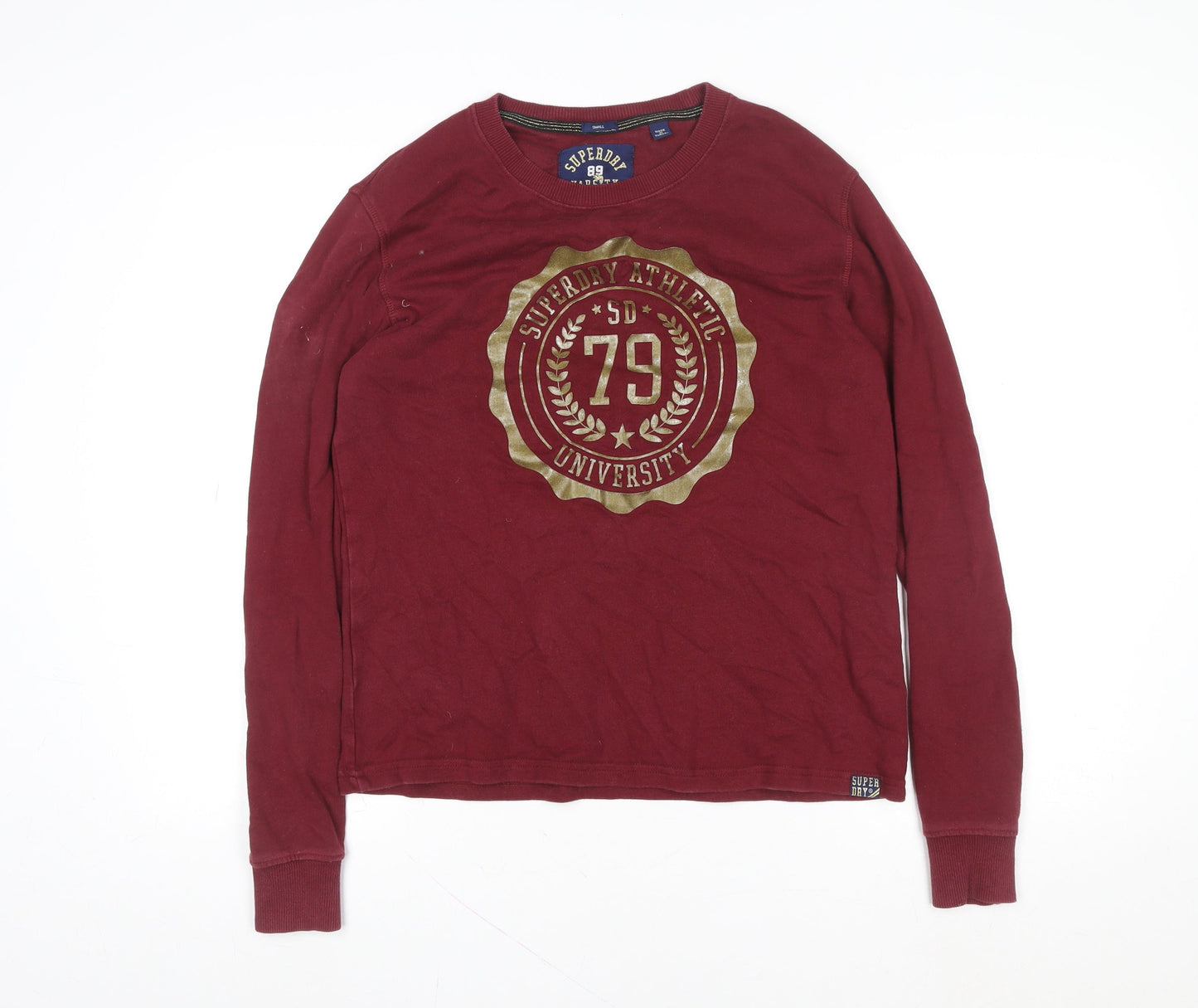 Superdry Men's Red Varsity Long Sleeve Cotton T-Shirt Size S