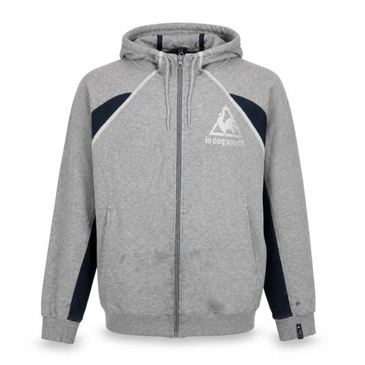 Le Coq Sportif Men's Grey Full Zip Hooded Jacket Size M