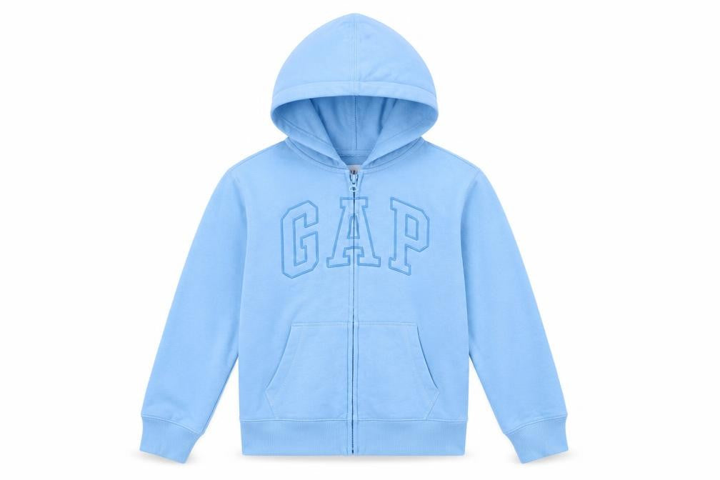 GAP Kids Girls Blue Hooded Full Zip Basic Jacket 8-9 Years Cotton Blend