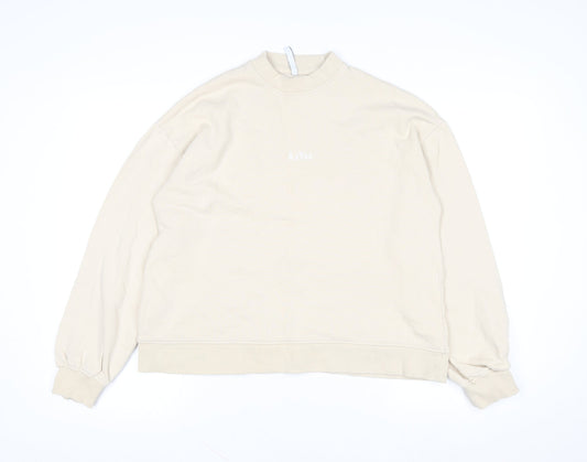 AsYou Women Beige Cotton Relaxed Fit Pullover Sweatshirt UK 8