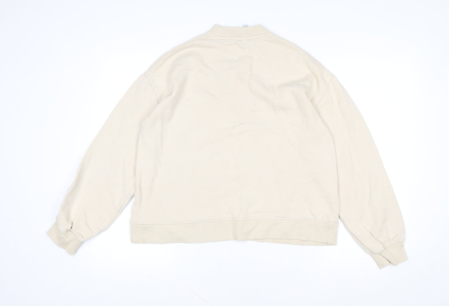 AsYou Women Beige Cotton Relaxed Fit Pullover Sweatshirt UK 8