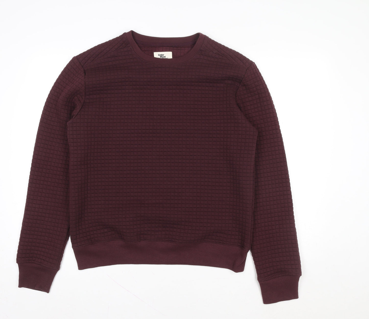 Cedar Wood State Women's Red Waffle-Knit Pullover Jumper Size M