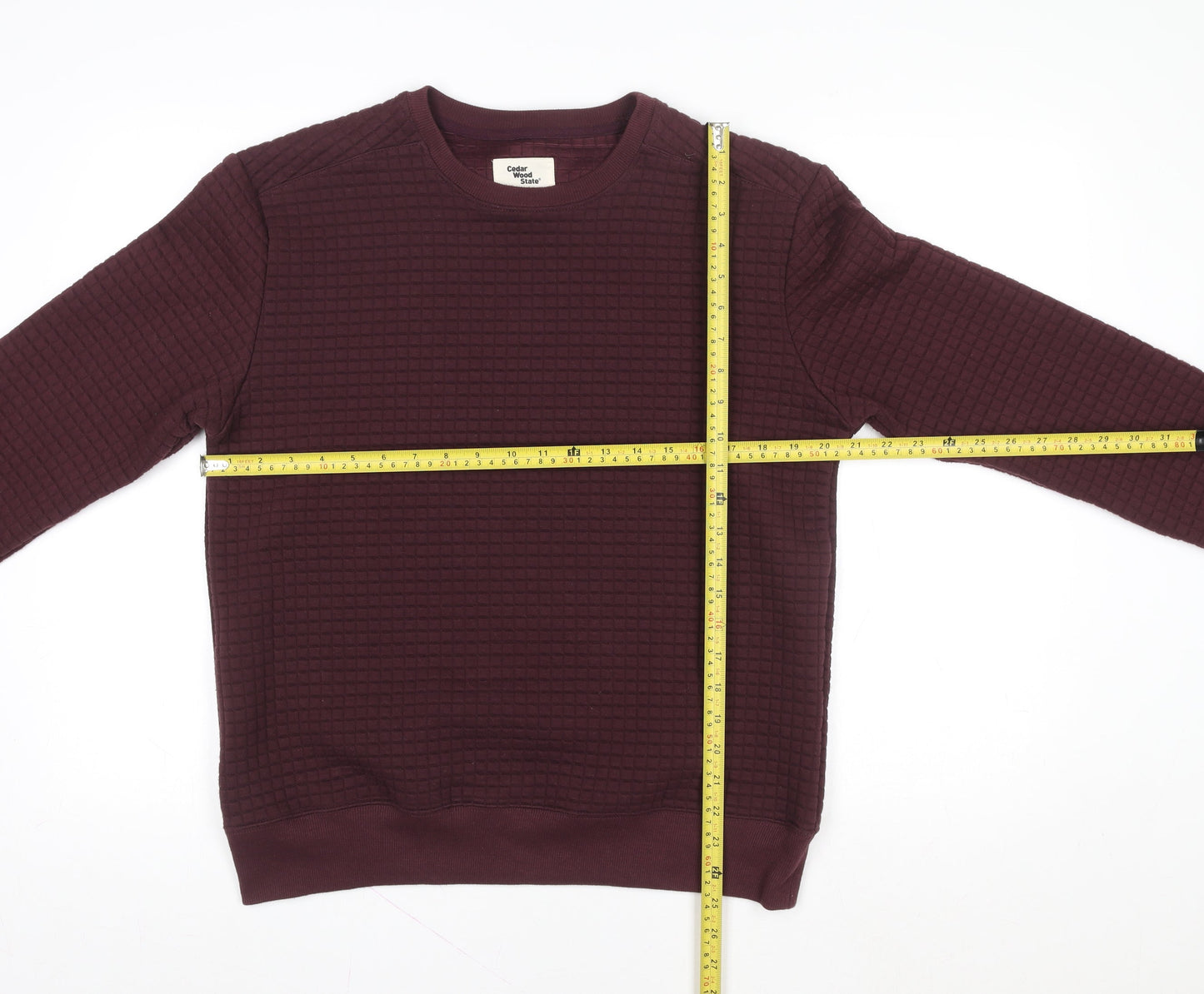 Cedar Wood State Women's Red Waffle-Knit Pullover Jumper Size M