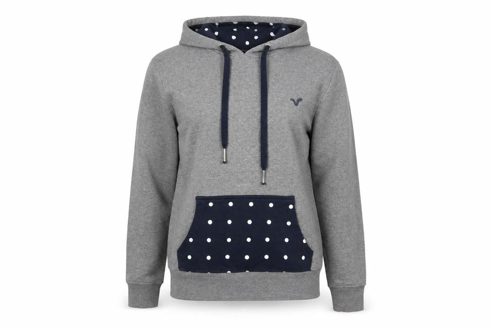 Voi Jeans Women’s Grey Polka Dot Lined Pullover Hoodie Size 14