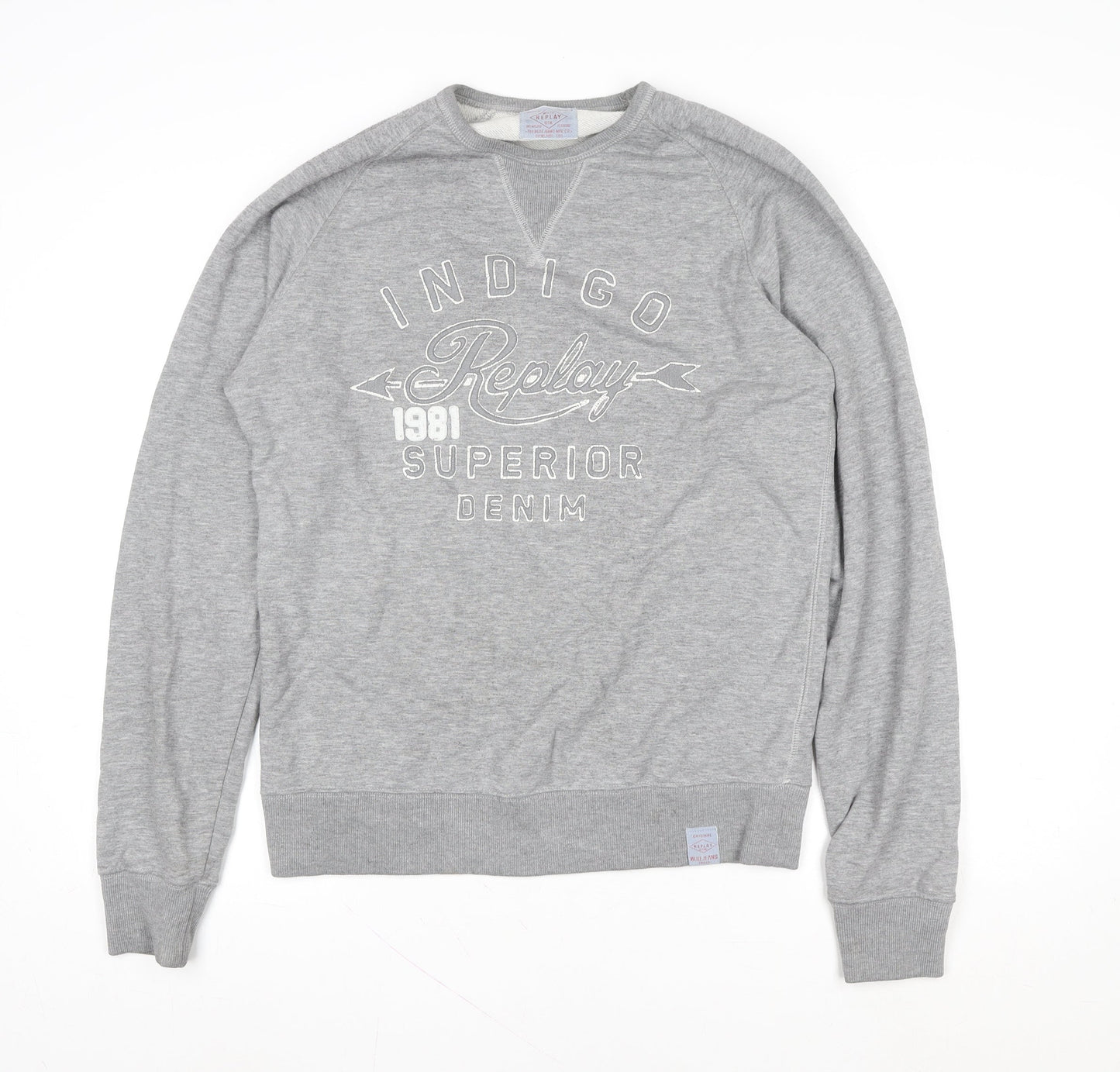 Replay Womens Grey Cotton Blend Pullover Sweatshirt L