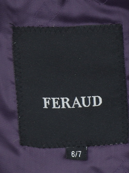 Feraud Girls Purple Floral Puffer Coat 6-7 Years Hooded Faux Fur Winter Jacket