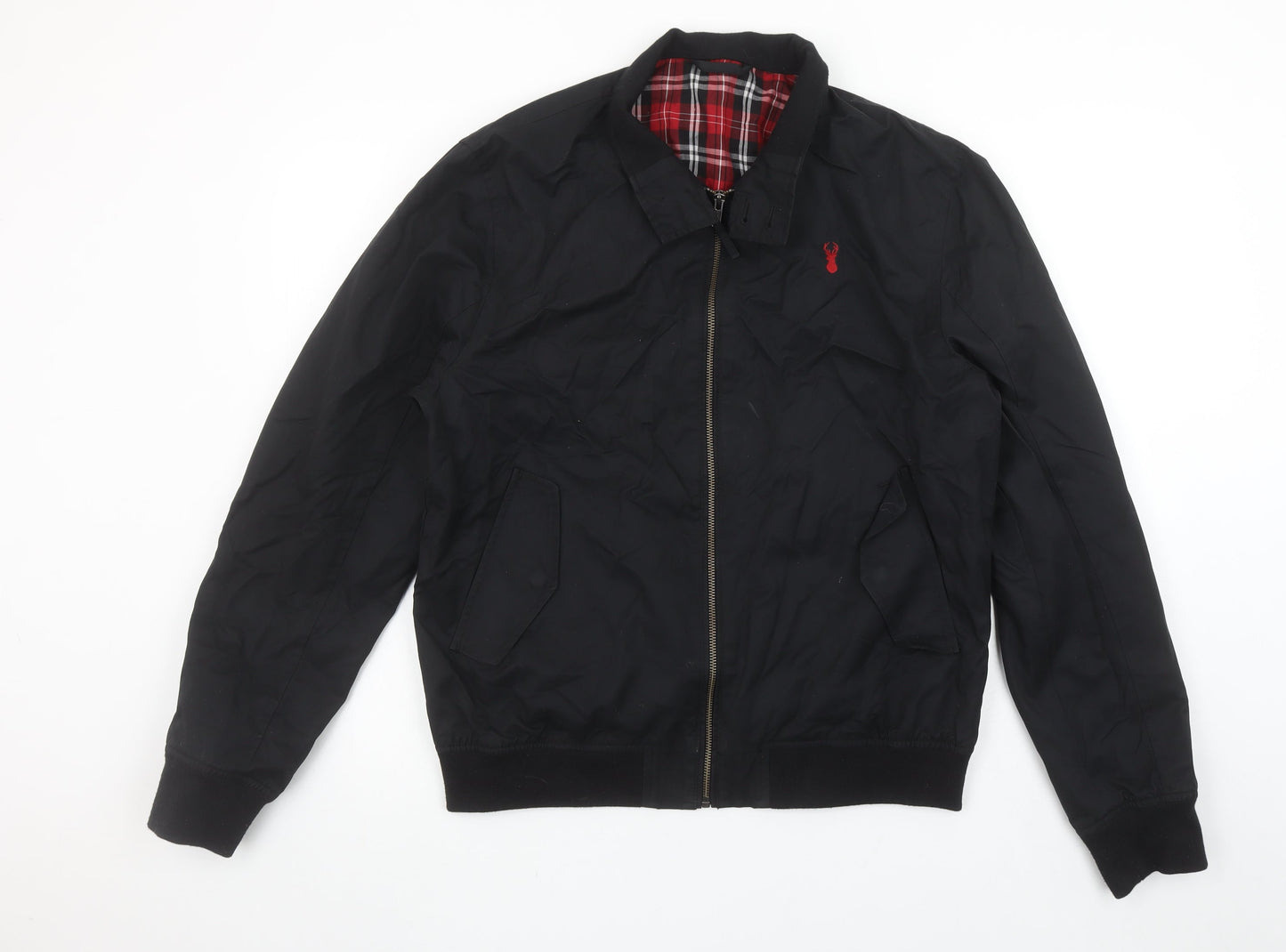 Next Men's Black Bomber Jacket Medium Cotton Nylon Lined Casual