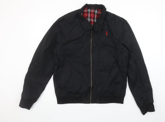 Next Men's Black Bomber Jacket Medium Cotton Nylon Lined Casual