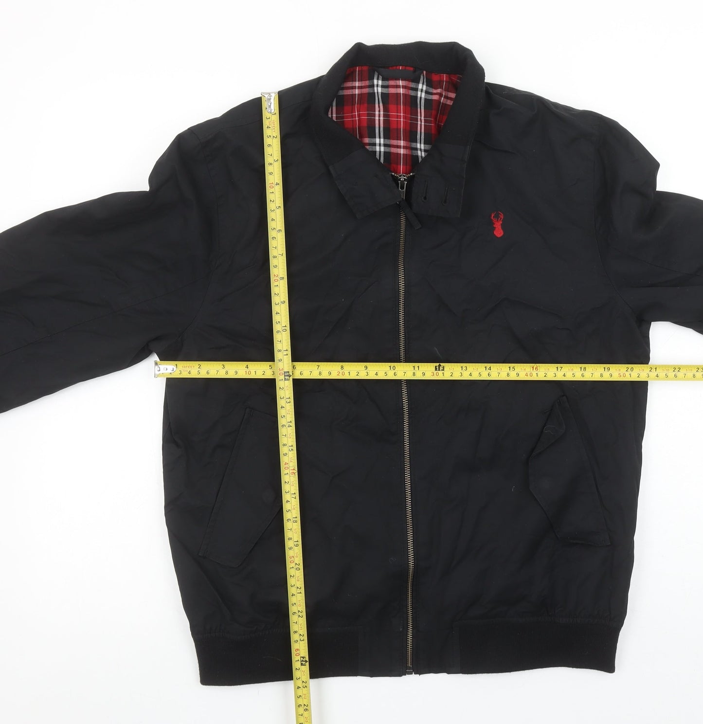 Next Men's Black Bomber Jacket Medium Cotton Nylon Lined Casual
