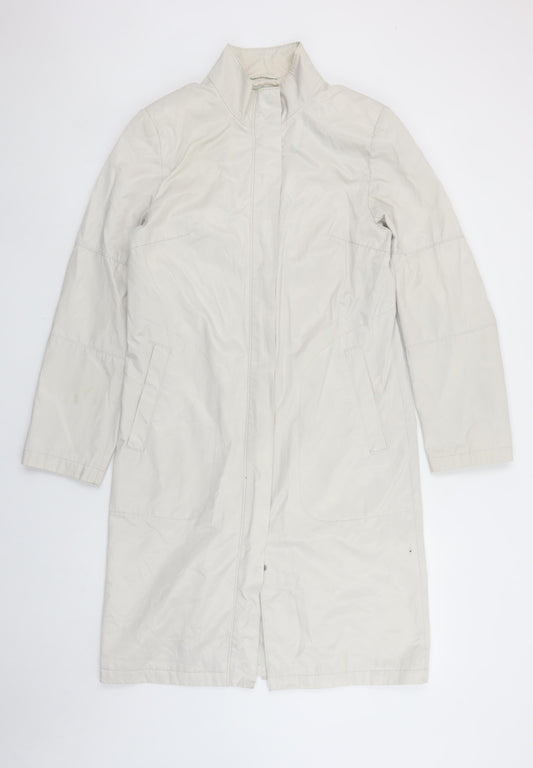 Nuage Women Ivory Long Rain Coat Size 12 Cotton Blend Water Resistant