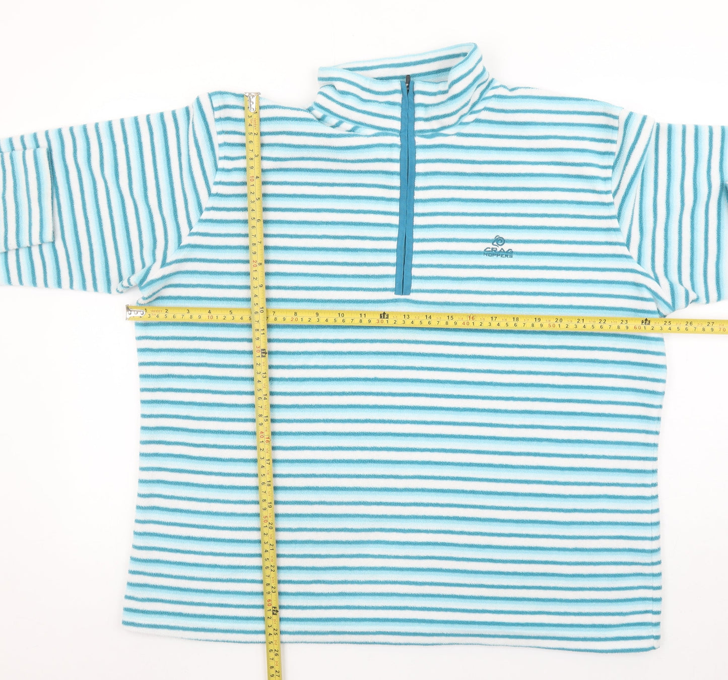 Craghoppers Women Blue Striped Fleece 1/2 Zip Pullover UK 20