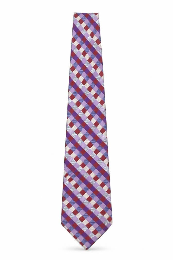 Balmain Paris Men's Multicoloured Silk Plaid Designer Tie One Size
