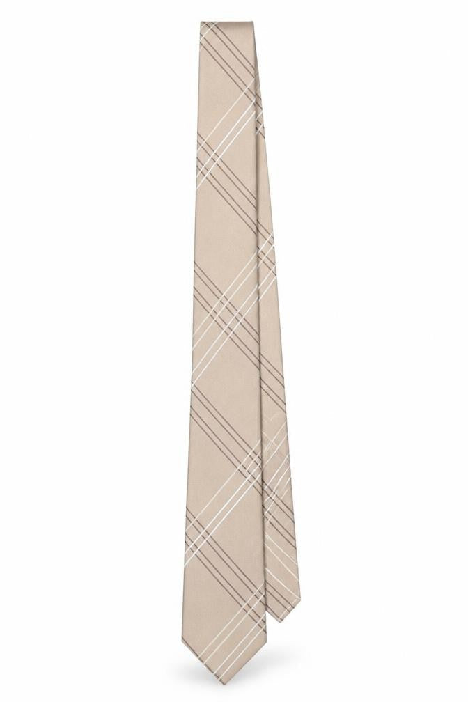 Taylor & Wright Men's Beige Striped Silk Tie - One Size