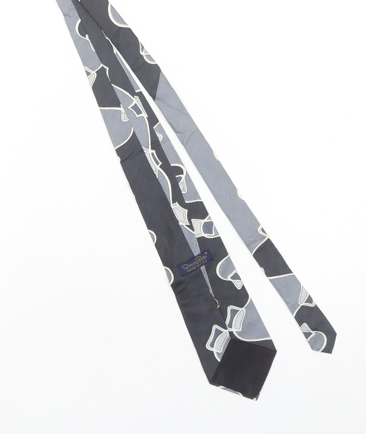 Oscar de la Renta Mens Grey Silk Designer Tie Couture Collection