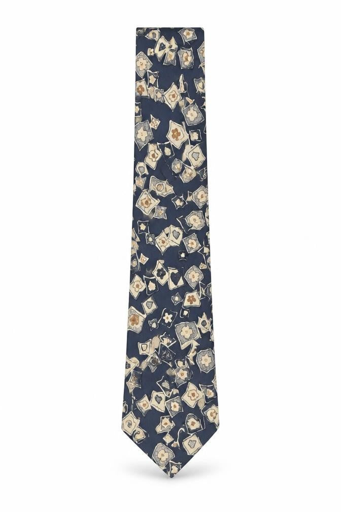 Welch Margetson Men's Blue Geometric Silk Vintage Tie