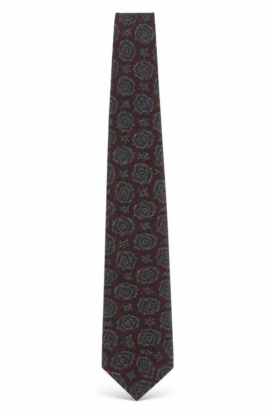 Jaeger Men's Red Geometric Slim Silk Tie Made in Italy