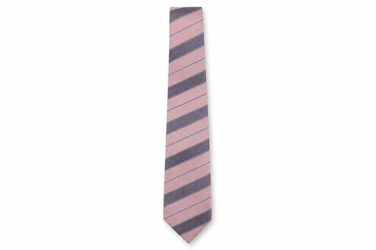 Edo Firenze Men Pink Blue Striped Silk Designer Tie