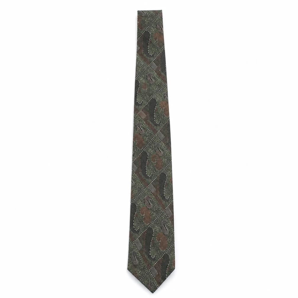 Austin Reed Men's Green Silk Pointed Tie Geometric Pattern Made in England