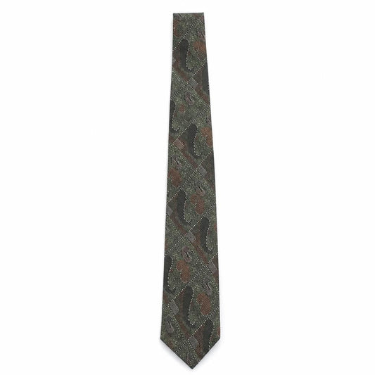 Austin Reed Men's Green Silk Pointed Tie Geometric Pattern Made in England
