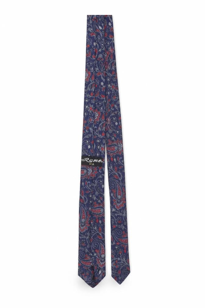 Rome Silk Paisley Blue Red Slim Tie for Men