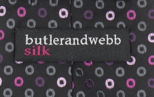 Butler and Webb Men's Black Silk Polka Dot Slim Tie