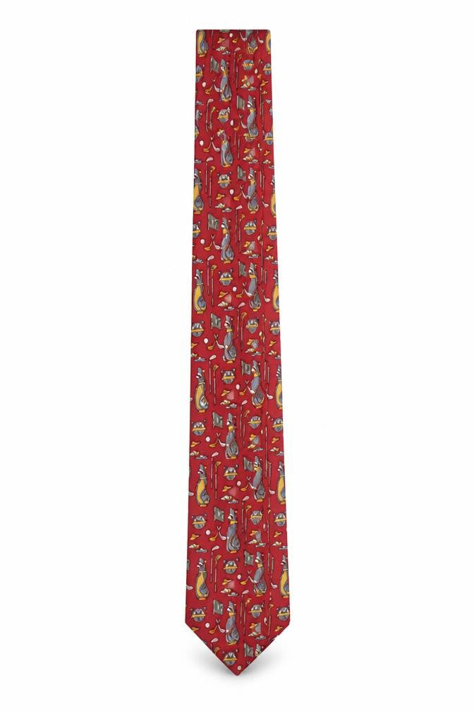 Beaufort by The Rack Men's Red Golf Print Silk Tie Made in Italy