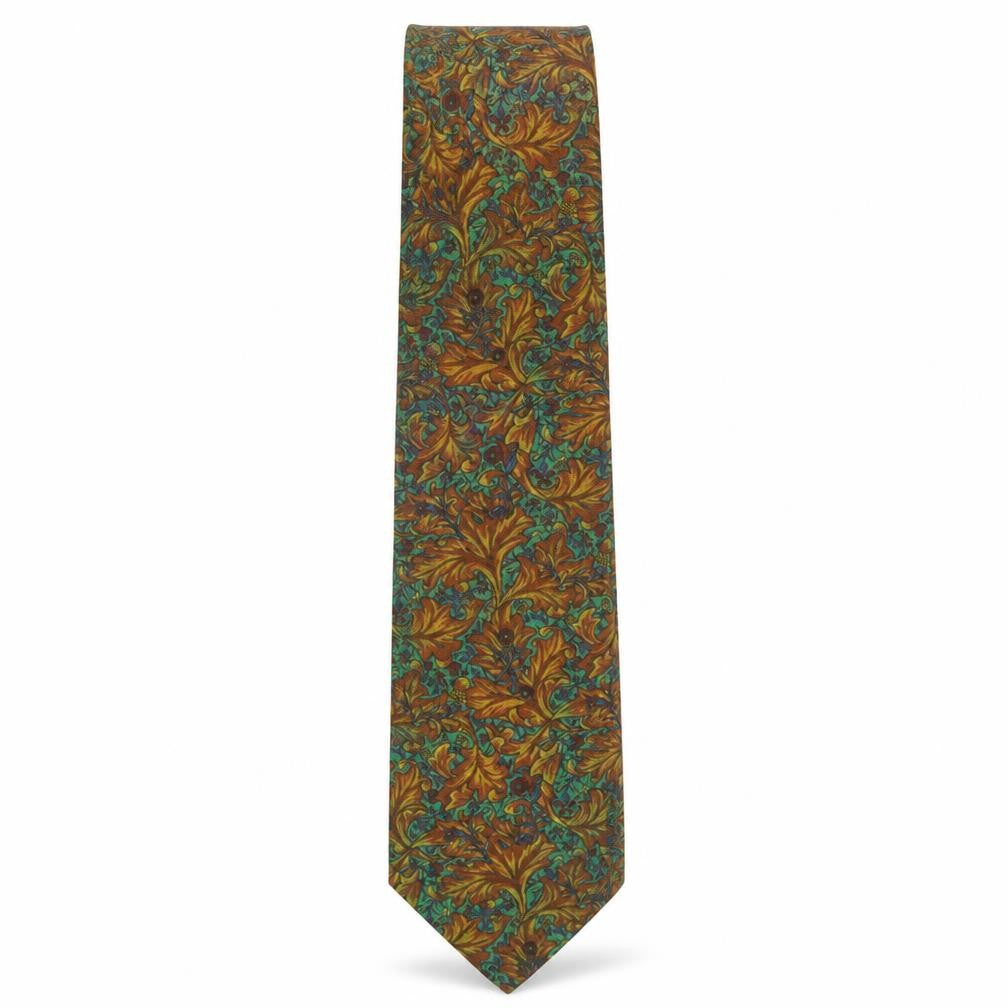 Henry Fox Men's Brown Floral Silk Tie Made in UK - Vintage