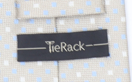 Tie Rack Men's Beige Blue Geometric Slim Polyester Tie