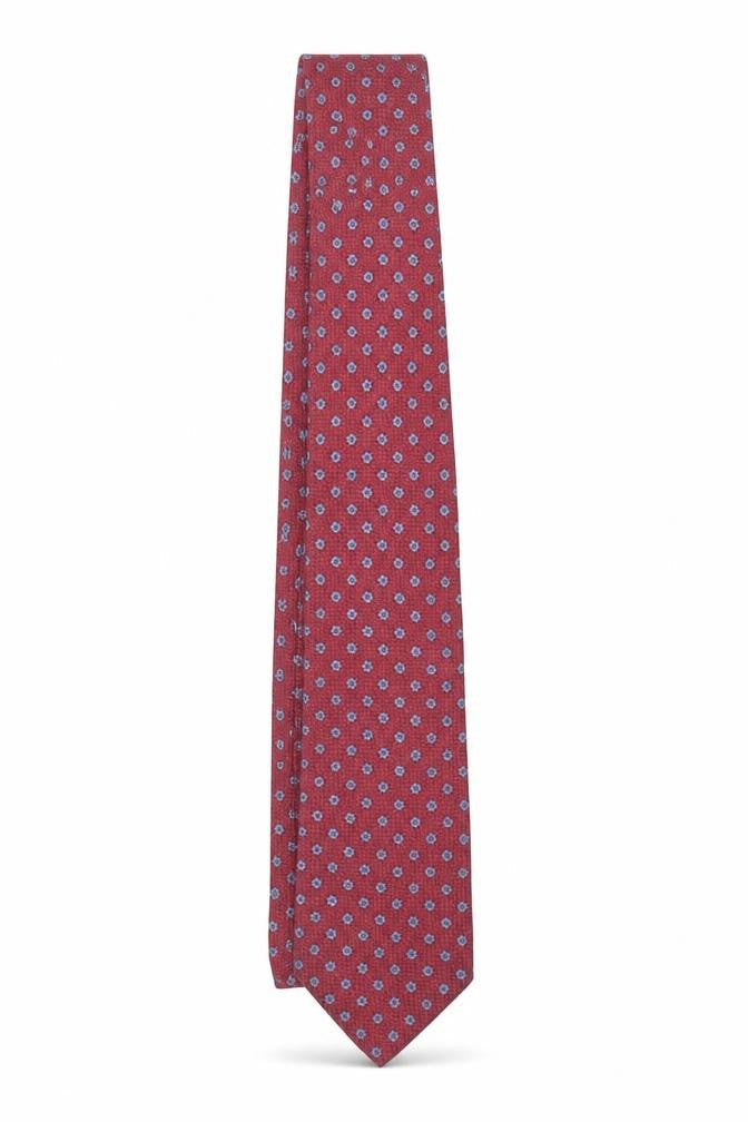 Van Gils Men's Red Floral Silk Designer Tie One Size