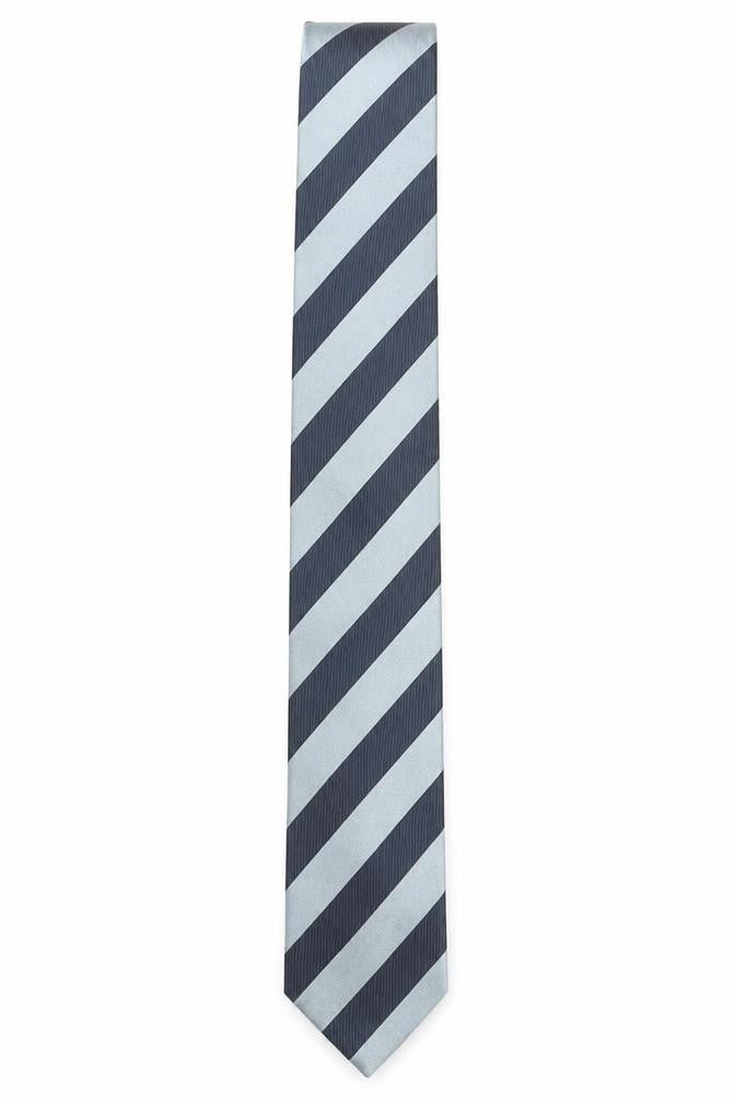 La Corona Men’s Blue Striped Silk Pointed Tie